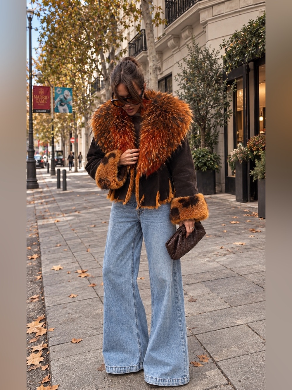 VTG Denimaxx Couture Genuine Shearling Fox Fur Après Ski Y2K Boho Luxe Jacket